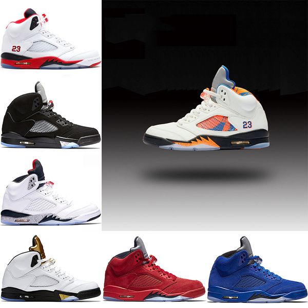 

mens 5s basketball shoes international flight blue red suede white cement og metallic black fire red oreo sport sneakers size 41-47