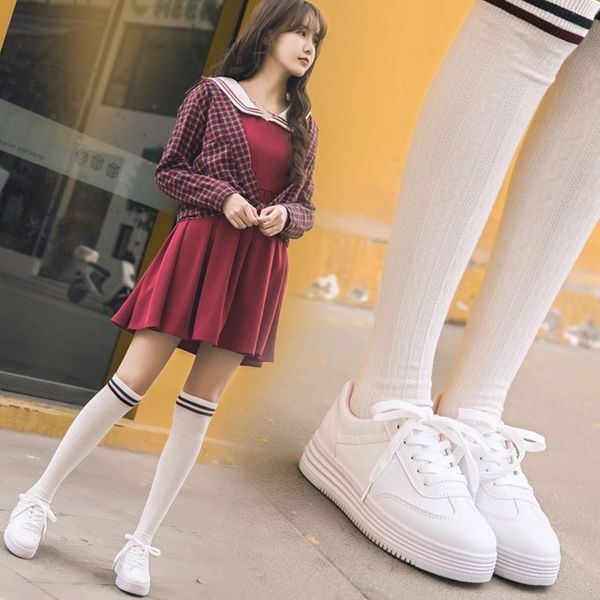 

women 's flat shoes student white casual shoes girl sn, Black