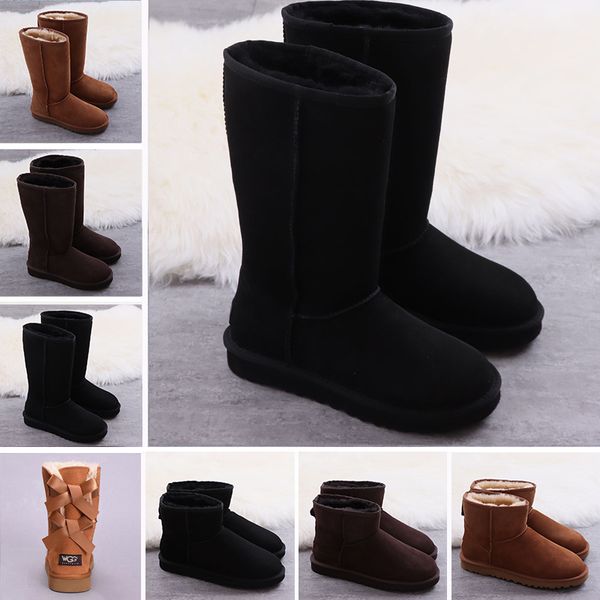 

wgg genuine leather sheepskin suede fashion knee half boots ankle boots australia brand womens girl black grey winter snow boots
