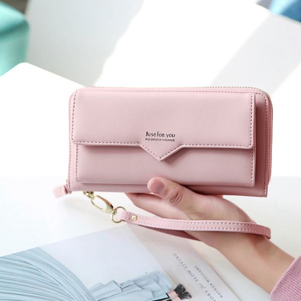 

card holder fashion long women wallet large capacity clutch phone bag purse pu leather, Red;black