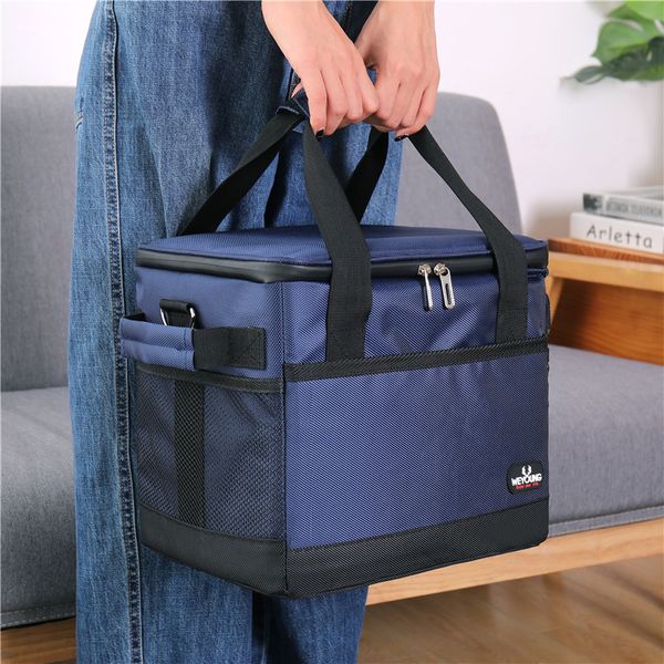 

high capacity insulated lunch bag portable picnic pouch fresh convenient outdoor ice package takeaway case accessories supplies, Blue;pink