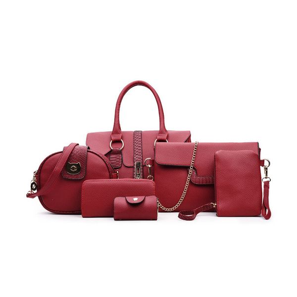 

womens satchel handbags shoulder tote bags lady handbag 6pcs purse set