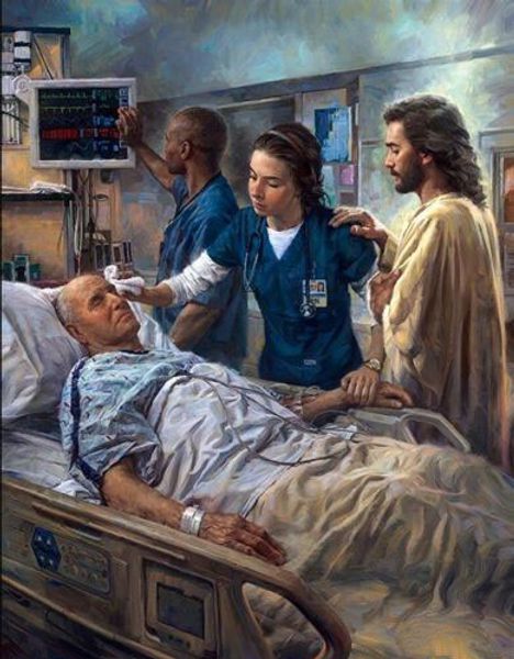 

nathan greene the healer jesus & nurse medical hospital home decor handpainted &hd print oil painting on canvas wall art canvas 200227