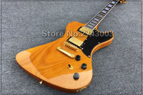 Özel Mağazalar RD Stil Doğal Sarı Yangın Elektro Gitar Uçan F-Hole Headstock, Schaller Tuner, Blok Kakma, Altın Donanım