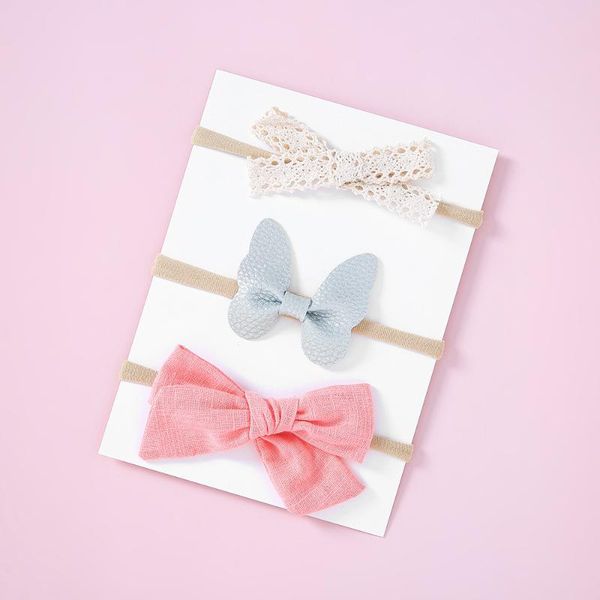 

3pcs/lot cute bow knot baby headband for girl nylon head bands turban newborn headbands elastic hairbands baby hair accessories, Slivery;white
