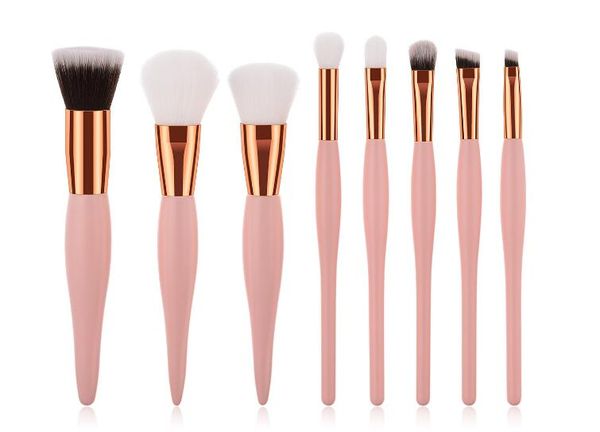 

beauty tools 8pcs makeup brushes set foundation gold tube pink wooden handle brush