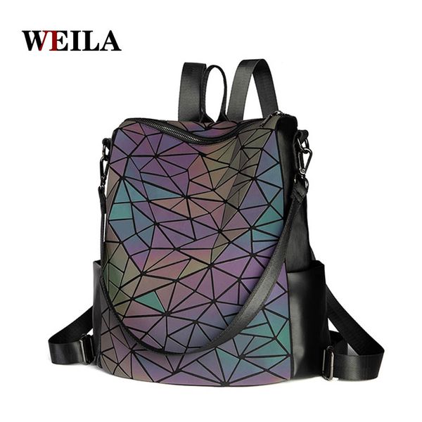 

luminous large women backpack female plaid sequin backpack design school for teenage girls holographic laser