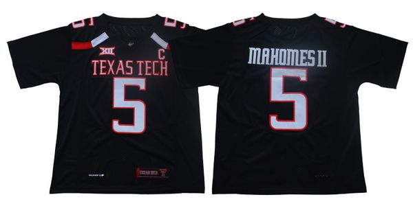 

#5 Patrick Mahomes II Texas Tech Red Raiders College Football Jersey Men Football Jersey Black Free Shipping Size S to 3XL
