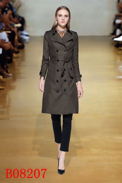 

women's trench coats double breasted long classic windbreaker waterproof british coat new high-end english style autumn winter loose c0, Tan;black