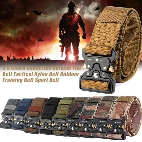 

2020 tactical belt nylon belt outdoor multifunctional training metal buckle, Black;gray