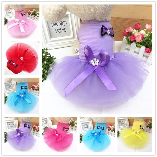 

pet dogs clothes bow dress soft lace colorful luxury exquisite dog apparel wedding clothing spring and summer style 8 8hbe1