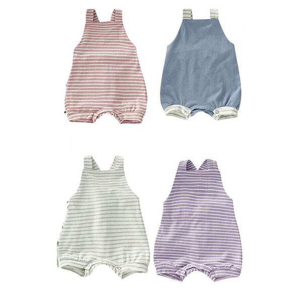 

newborn baby girl boy stripe one-pieces romper jumpsuit summer outfits sunsuit, Blue