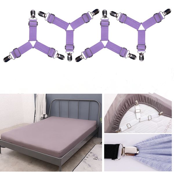

4pcs adjustable elastic bed sheet clip mattress cover corner holder clip fasteners straps grippers elastic hook sets