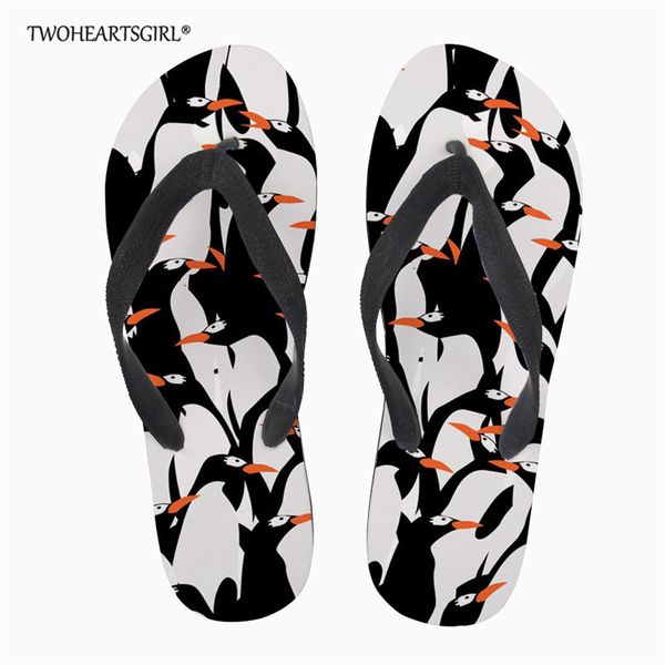 

twoheartsgirl men's flat indoor penguin slippers men home non-slip massage slippers zapatos hombre beach flip flops men's slides, Black