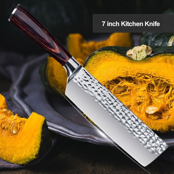 

7 Inch Chef Knife 7CR17 Stainless Steel Kitchen Knife High Quality Cleaver Slice Chopping Knife Cooking Tools Accessories Color Wood Handle
