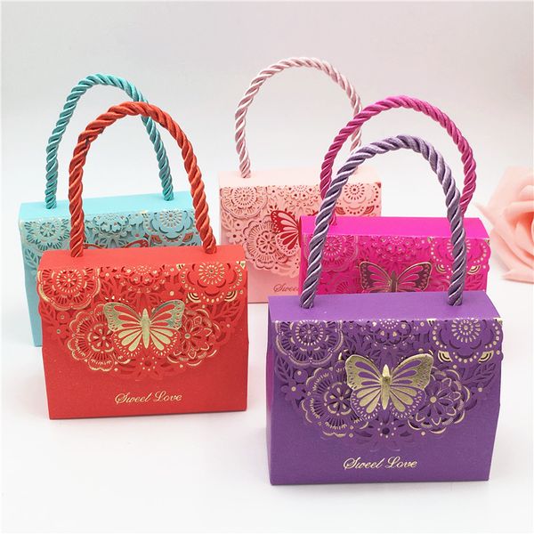 

20шт 9 * 4 * 7см резные hollow бабочки easy handle подарочные пакеты sweet love wedding event candy упаковки коробки