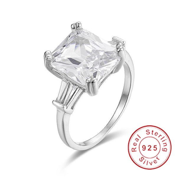 Роскошная площадь 4ct Big Sona Diamond Ring для женщин обручальные ювелирные украшения Anel Hot Sale Real 925 серебряные обручальные кольца 925