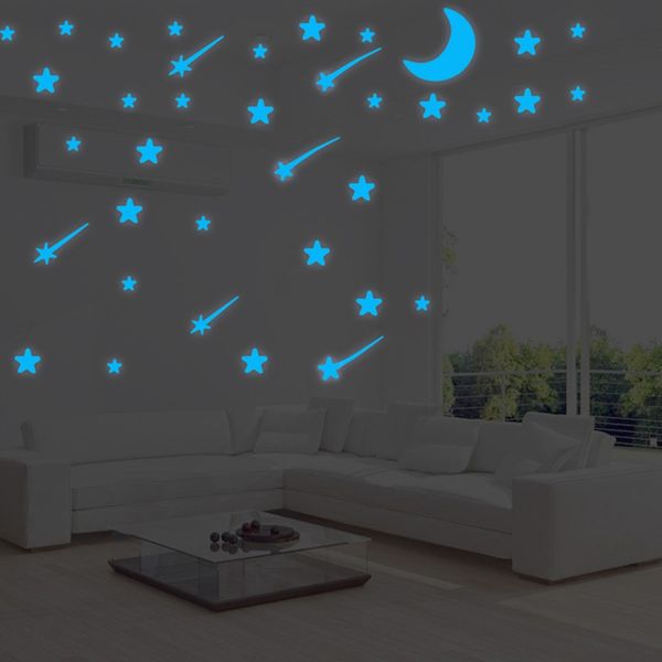 

meteor shower wall stickers luminous stars home decal fluorescent moon glow in the dark stars on the ceiling glass bedroom decor