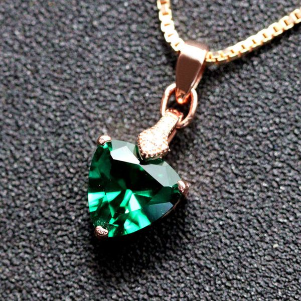 

fashion pendants triangle created emerald pendant necklace with chain silver jewelry green women jewelrys trendy ing