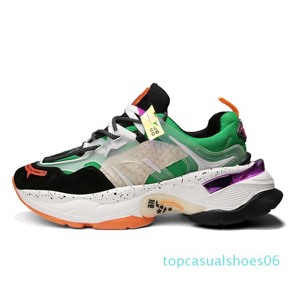 

vsiovry осень популярные мужчины обувь коренастый кроссовки на шнуровке дышащая мужская повседневная обувь папа толстым дном подушка walking, Black