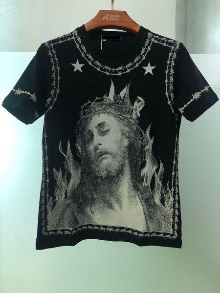 

designer casual short-sleeved fashion 3d god jesus printed men's and women's hip hop t-shirts, White;black