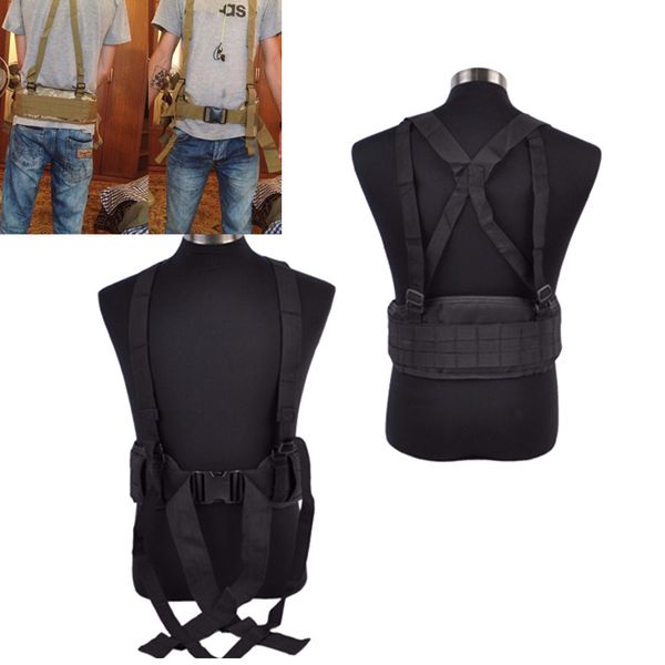 

tactical waist padded belt with h-shaped suspender strap for, Camo;black