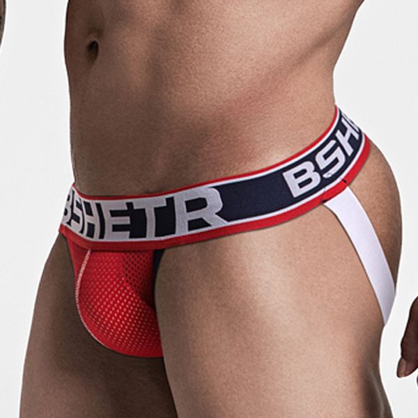 

bshetr brand new arrival breathable male underwear jockstrap g-strings men thong male panties briefs gay men underwear calzones, Black;white