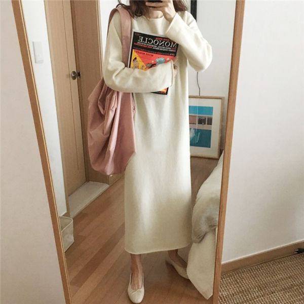 

warm sweater women autumn dress winter long sweater knitted dresses long loose maxi oversize lady dresses bodycon robe vestidos, Black;pink