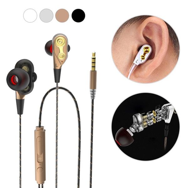 

In-ear Earphone with Microphone 3.5mm Double-Acting Wired Stereo Headset Earbuds Hifi Earphones Headphones for phone