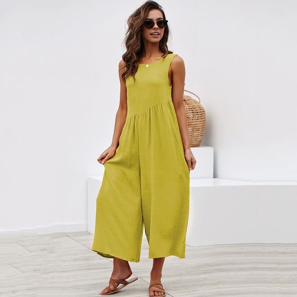 

2019 summer jumpsuit overalls for women solid sleeveless back hollow out streetwear loose wide leg rompers womens jumpsuit, Black;white