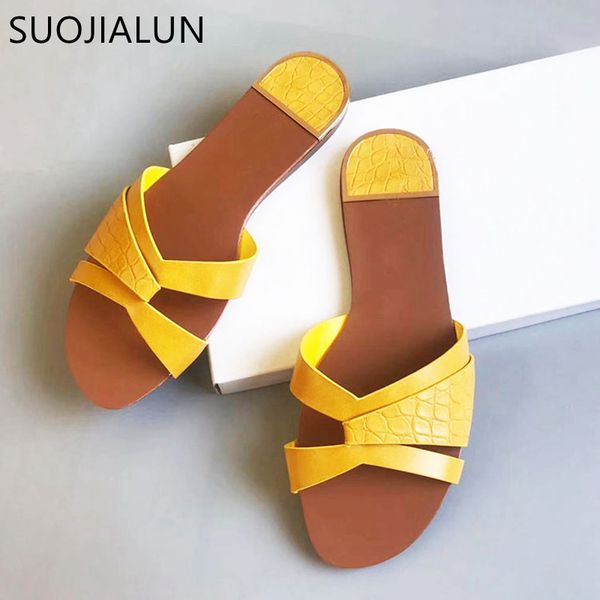 

suojialun women brand slippers summer outdoor beach women sandal flat heel casual ladies beach flip flops slides, Black