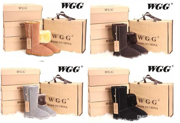

2020 wgg mens classic australia tall boots waterproof cowhide genuine leather snow boots warm shoes for women us 4--13, Black