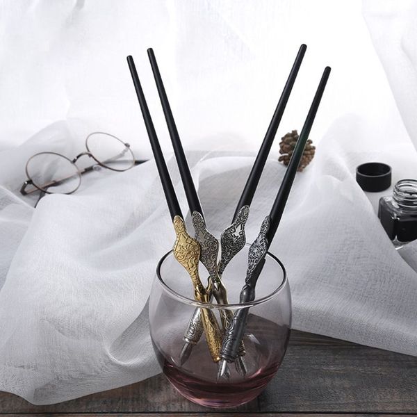 

1pc metal carved craft script antique dip pen oblique calligraphy pen holder