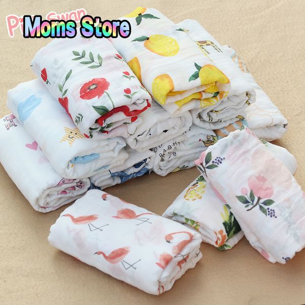 

100%cotton flamingo rose fruits print muslin baby blankets bedding infant swaddle towel for newborns baby swaddle blanket