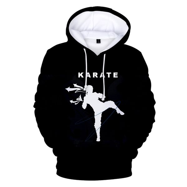 

3d printing kyokushin hoodies hip hop mr karate sweatshirt 3d cartoon kyokushin karate hoodie new blood kpop outwear, Black