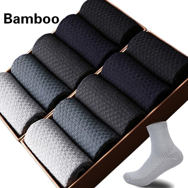 

2019 selling men bamboo fiber socks compression winter socks men harajuku long bamboo for business dress 10 pairs, Black