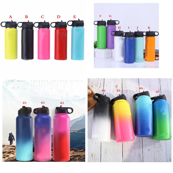 

18colors 18oz 32oz 40oz gradient vacuum insulated bottle 304 stainless steel water bottle wide mouth big capacity travel mugs with lids