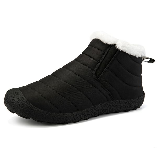 

oeak new fashion men winter shoes solid color snow boots plush inside antiskid bottom keep warm waterproof ski boots, Black