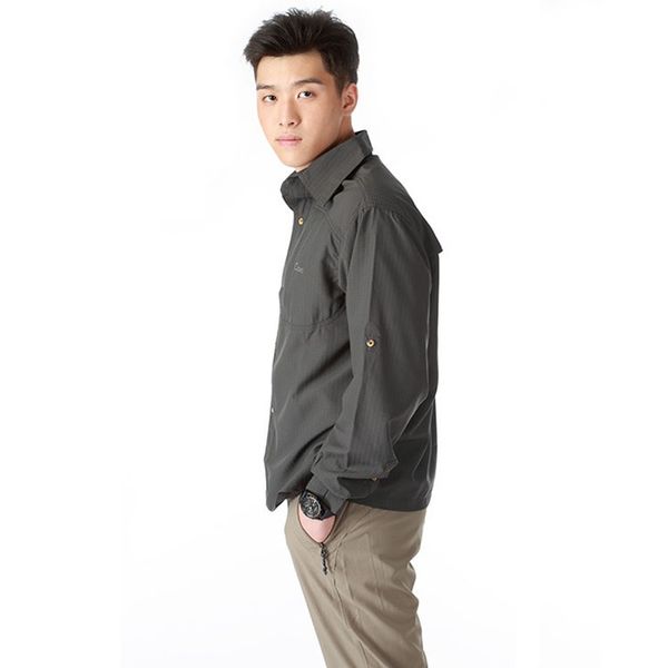 

caxa summer fishing shirt men outdoor high elastic sun-protect shirt quick-drying men clothing waterproof plus size, Blue;black