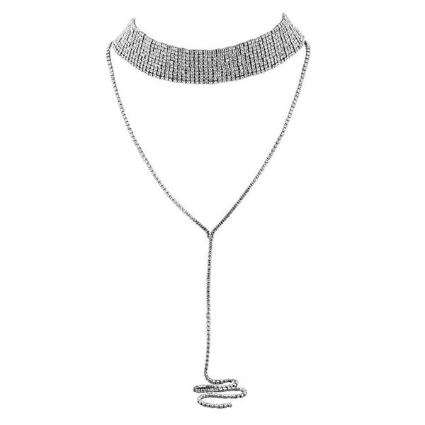

otoky 2018 новых женщины кисточки многослойного кристалл rhinestone ожерелье элегантных цепи ювелирных изделия ap11, Blue;slivery