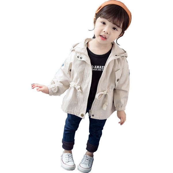 

fashion autumn spring girls windbreaker jacket children girl clothes coat hooded solid color kids girl outerwear for 1-4years, Blue;gray