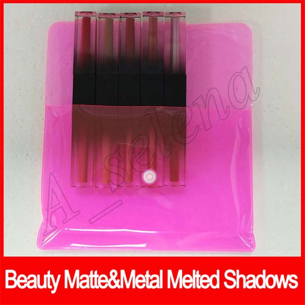 

2019 new beauty matte metal melted hadow eye makeup lip co metic eye hadow lipglo liquid lip tick 5pc et 10 color