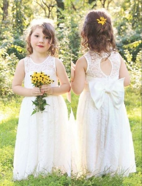 2020 Niedliche, volle Spitze, Landblumenmädchenkleider für Hochzeiten, neue Boho-Mode, kleines Baby-Kommunionkleid, A-Linie, für Kinder, formelle Kleidung