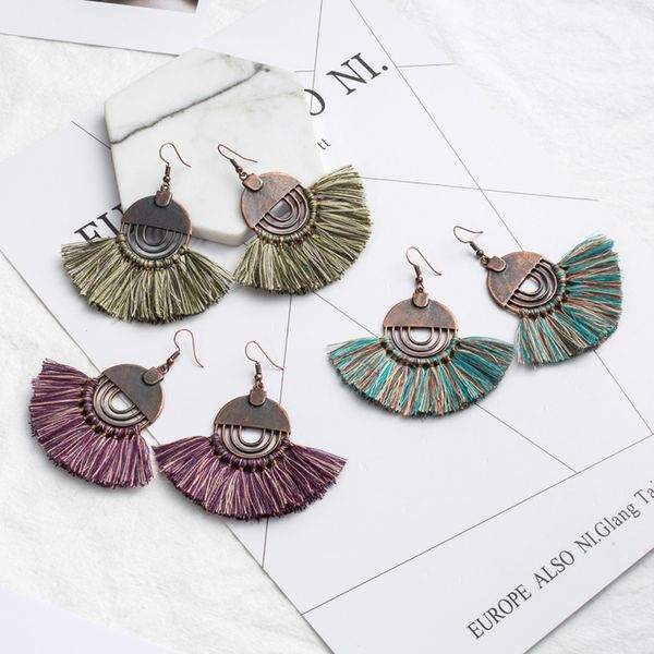 

boho ethnic earrings antique earrings tassel earrings, Silver