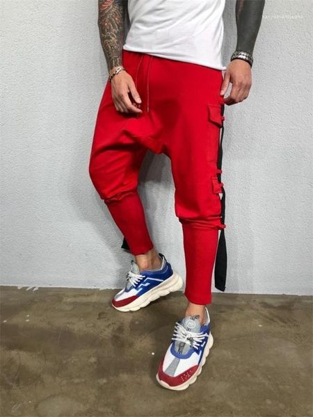 

pencil pants trousers designer solid color casual sports joggers mens hip hop, Black