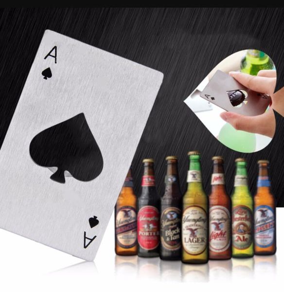 

creative gift black/silver poker card beer bottle opener personalized stainless steel credit card bottle opener card of spades bar tool