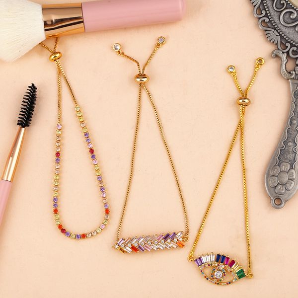 

european and american-style cross-border jewelry simple temperament creative devil eye bracelet micro pave colored zircon jewelry, Black