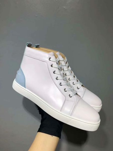 

2019 spikes high red bottom pik pik studded sneakers shoes women men luxury designer flat casual red sole autumn winter casual, Black