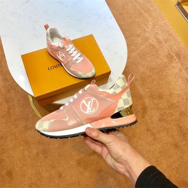 

Luxury run away neaker women canva with pink uede calf leather neaker fa hion de igner hoe breathable me h bigger ize with box, Black