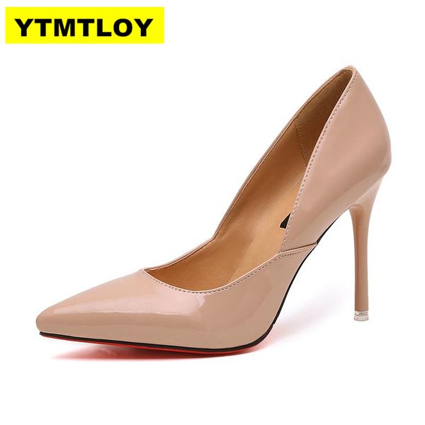 

women pumps, high heels shoes 10cm black stiletto pointed toe woman shoes party nude heels for women